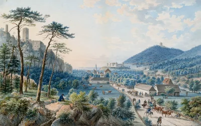 Vista do Palácio Weilburg em Baden perto de Viena