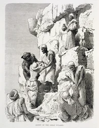 Subida da Grande Pirâmide, século XIX (gravura em papel)
