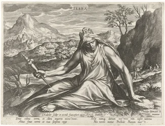 Terra personificada pela deusa Cibele Terra (título no objeto) Os quatro elementos como figuras mitológicas (título da série)