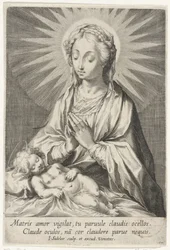 Maria adora o menino Jesus adormecido