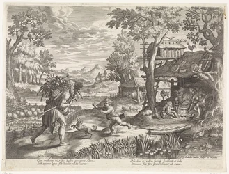 Set cumprimenta Adam em seu retorno do campo História da família de Set / Julgando o bom e o ruim (título da série) Bonorum et Malorum consensio (título da série)