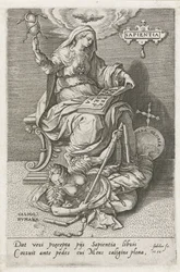 A sabedoria (Sapientia) supera a perplexidade humana (Caligo Humana)
Sapientia (título sobre o objecto)
Virtudes vencem vícios (título da série)