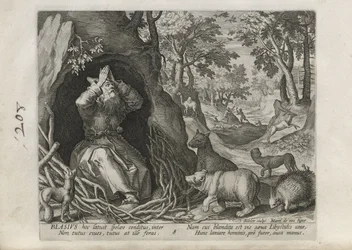 Blasius, prancha 8 de 30 da série Sylvae Sacrae (Eremitas em paisagens)