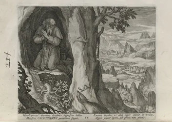Caluppanus, prancha 14 de 30 da série Sylvae Sacrae (Eremitas em paisagens)