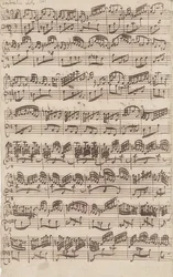 Allegro (solo de cravo) da primeira versão da Sonata nº 6 em Sol maior para violino e cravo obrigatório. 1725