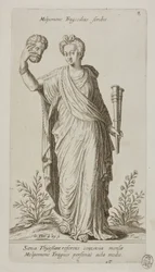 Melpomene, musa da tragédia, placa 8 de Parnassus Biceps