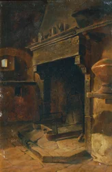Interior com lareira