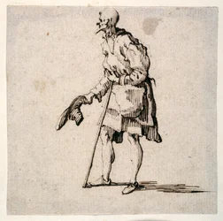 Country Man Standing and Doffing his Cap (caneta e tinta sobre papel)
