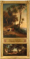 A entrada de Abraão na Terra Prometida (em cima). Promessa no bosque de Mambré (em baixo). Do ciclo «Doze paisagens bíblicas com a história de Abraão»
