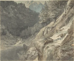 Paisagem montanhosa com um rio
