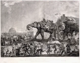 Embaixada de Hyderbeck em Calcutá, do Vizir de Oude, a caminho de Patna, no ano de 1788, para conhecer Lord Cornwallis, c. 1800
