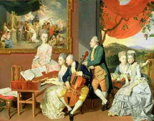 George, terceiro Earl Cowper, com a família de Charles Gore, por volta de 1775 (óleo sobre tela)