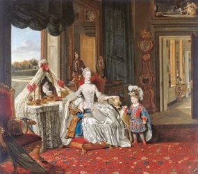 Rainha Charlotte (1744-1818) com os seus dois filhos mais velhos