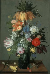 Natureza morta de flores com coroa imperial