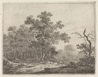 Paisagem com carvalhos e gado