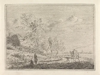 Paisagem com carroça e dois pescadores