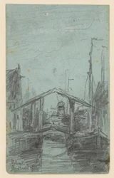 Vista de Dordrecht com ponte levadiça