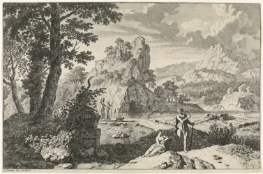 Paisagem Arcádia com ruínas Paisagens da Arcádia (título da série)