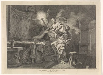 Ceres impede o assassínio de Triptolemus por Lyncus e Cabeça de lince, título no objeto, representações bíblicas, mitológicas e alegóricas, título da série