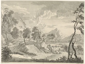 Paisagem montanhosa com queda de água
Paisagens depois de Gaspar Poussin (título da série)
