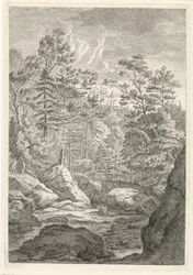 Ravina com árvores e um riacho
Paisagens nas Montanhas Chartreuz (título da série)