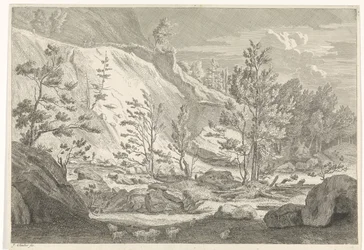 Ravina com um rebanho de ovelhas Paisagens nas Montanhas Chartreuzer (título da série)