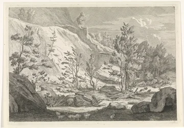 Ravina com um rebanho de ovelhas Paisagens nas Montanhas Chartreuzer (título da série)