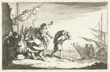 Porto com comerciantes em conversação
Portos italianos (título da série)
Aliqui Portus (título da série)