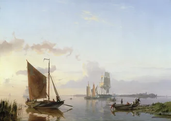 Embarcações à vela em um estuário de 1853