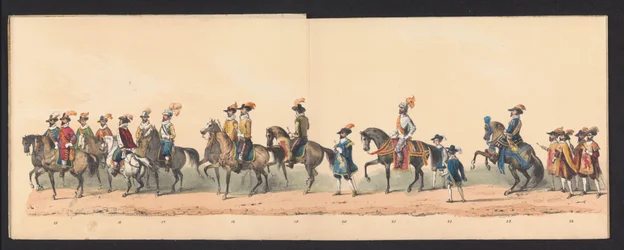 Concurso histórico dos alunos da Escola Secundária de Groningen, 1850 (placa 3)
Representação fantasiada da entrada de Maurice, Príncipe de Orange, Conde de Nassau, etc. e Willem Lodewijk, Conde de Nassau, em Groningen, no ano 1594, por H.H.