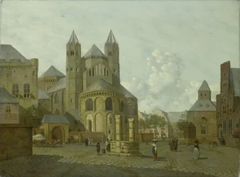 Paisagem urbana imaginária com igreja românica