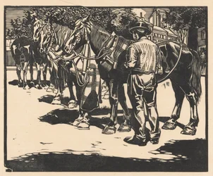 Andar a cavalo em uma praça