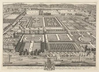 Vista da Beaufort House e Chelsea 1699