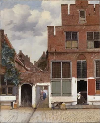 Vista de casas em Delft, conhecida como "A pequena rua"[1].
Título(s) alternativo(s):  
Vista de casas em Delft[2].

 A rua pequena[2].