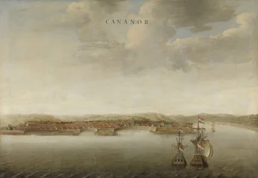 Vista de Cannanore na costa de Malabar, na Índia, c. 1662-3
