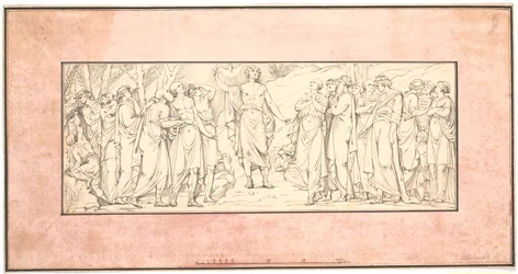 O Sermão da Montanha. Rascunho para alívio perdido para a Igreja de Mármore (as empenas acima das janelas de canto)