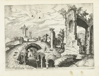 Vista das ruínas do Monte Palatino Ruínas romanas, 1561 (título da série)