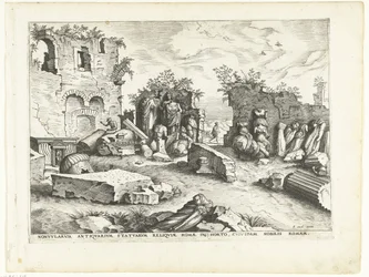Jardim com fragmentos de estátuas antigas Ruínas romanas, 1561 (título da série)