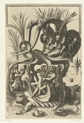 Tartaruga carregando uma carroça nas costas
Veelderleij Veranderinghe van grotissen ende Compertimenten (...)Libro Primo (título da série)