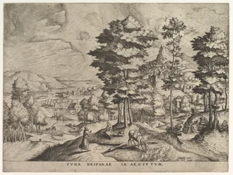 Vôo para o Egito Fuga deiparae em Aegyptum de The Large Landscapes, ca. 1555-56.
