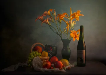 Natureza morta melancólica com vinho
