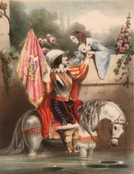 Olhe sobre o Muro do Jardim Kate - soldado num cavalo branco ao encontro do seu amor (cor litho)