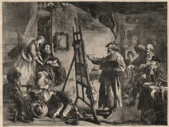 THE STUDIO OF REMBRANDT - gravura após pintura de J. Gilbert - l