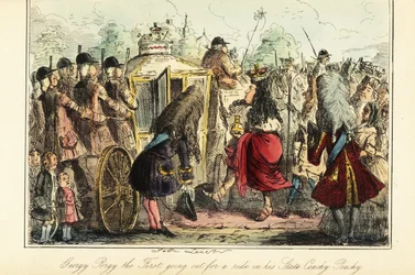 O Rei George I da Inglaterra embarca no autocarro real para Osnabruck na noite da sua morte, 22 de Junho de 1727