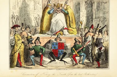 A coroação do Rei Henrique IV de Inglaterra com uma enorme coroa