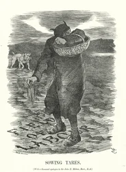 Soco cartoon: Semeando Taras - o medo da propagação do Socialismo entre os trabalhadores britânicos (gravura)