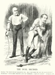 Soco cartoon: O Duelo decidiu - a derrota da França na Guerra Franco-Prussiana (gravura)