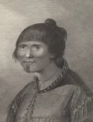Uma mulher de Oonalashka, finais do século XVIII (gravura)