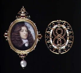 No.3863 Miniatura de um homem desconhecido, numa moldura e tampa em ouro e jóias, c.1660 (velino)