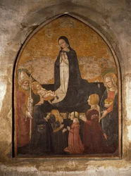 Itália, Milão, Igreja de Santa Maria Graciosa, Capela da Torre, Virgem Adorando o Menino, afresco